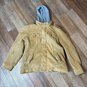 Levi’s Men’s Washed Cotton Sherpa Lined Hooded Military/Utility Jacket